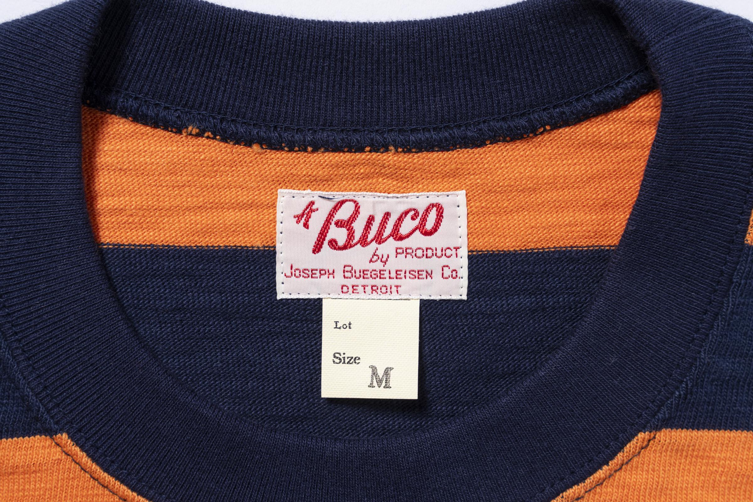 BC24002 BUCO STRIPE TEE S/S - ORANGE/NAVY