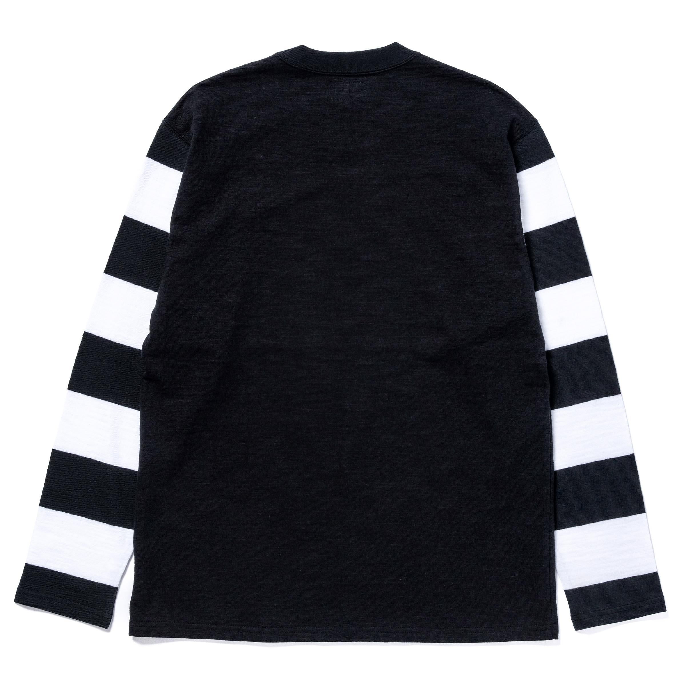 BC25001 BUCO STRIPED SLEEVE TEE / FLYING WHEEL - BLACK/WHITE