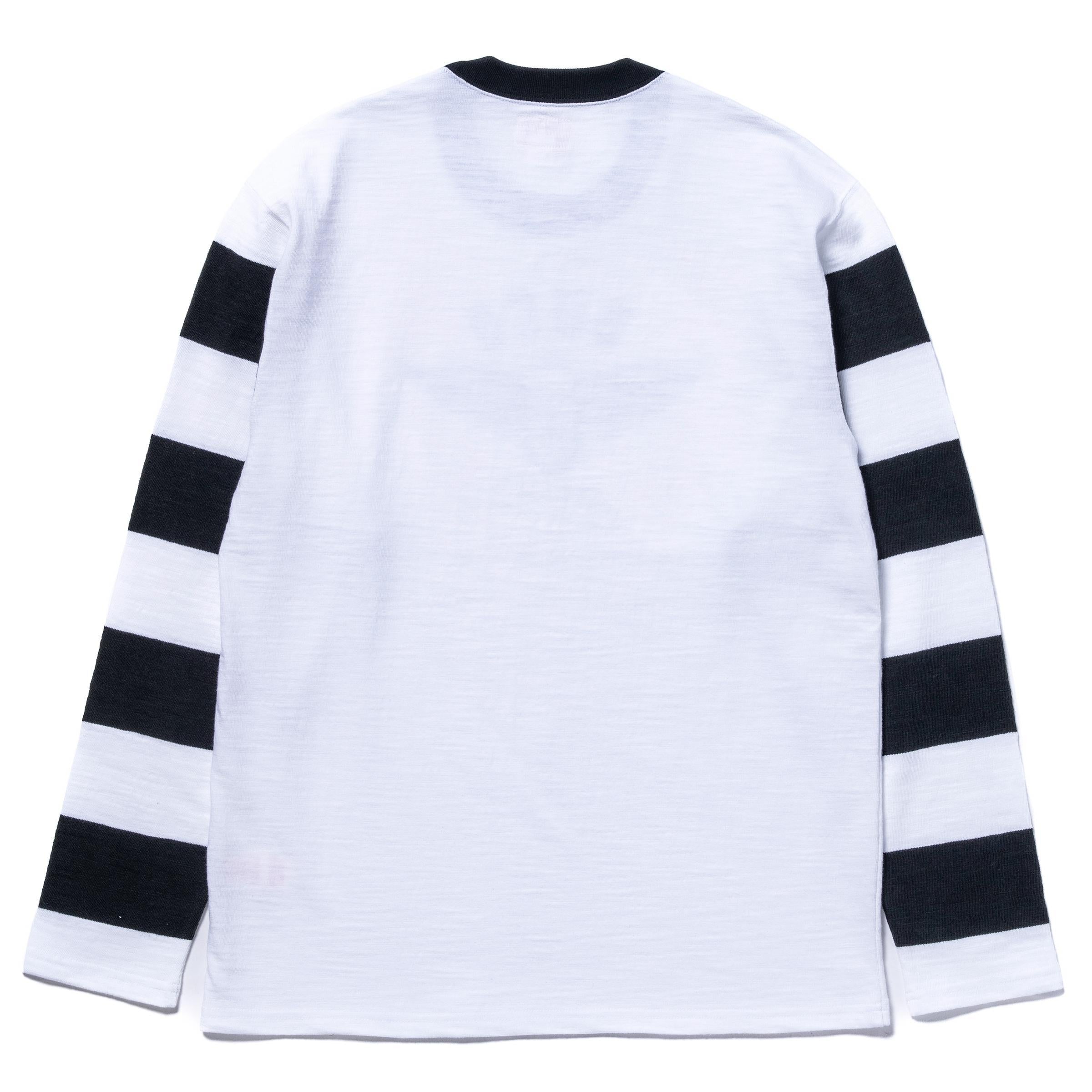 BC25001 BUCO STRIPED SLEEVE TEE / FLYING WHEEL - WHITE/BLACK