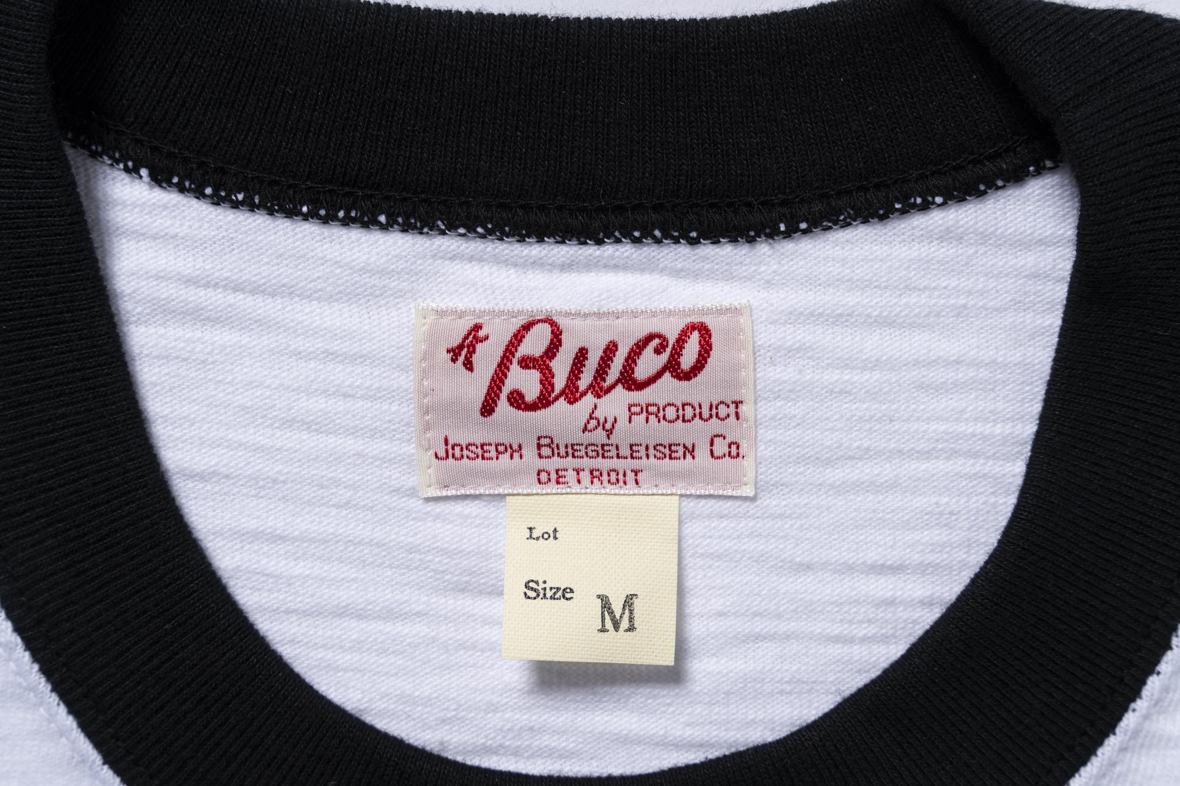 BC25001 BUCO STRIPED SLEEVE TEE / FLYING WHEEL - WHITE/BLACK