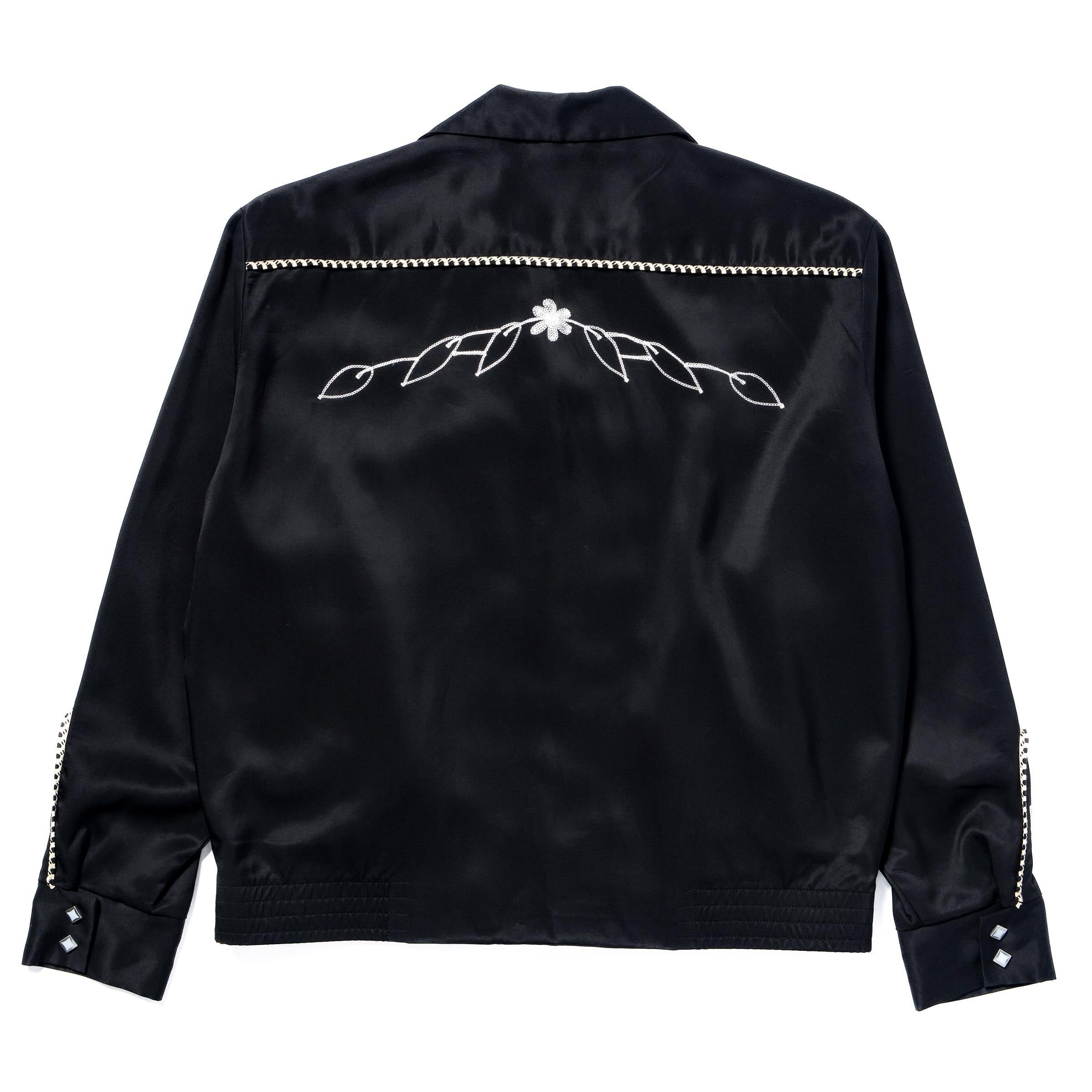 MJ25009 EMBROIDERED RAYON WESTERN JACKET - BLACK