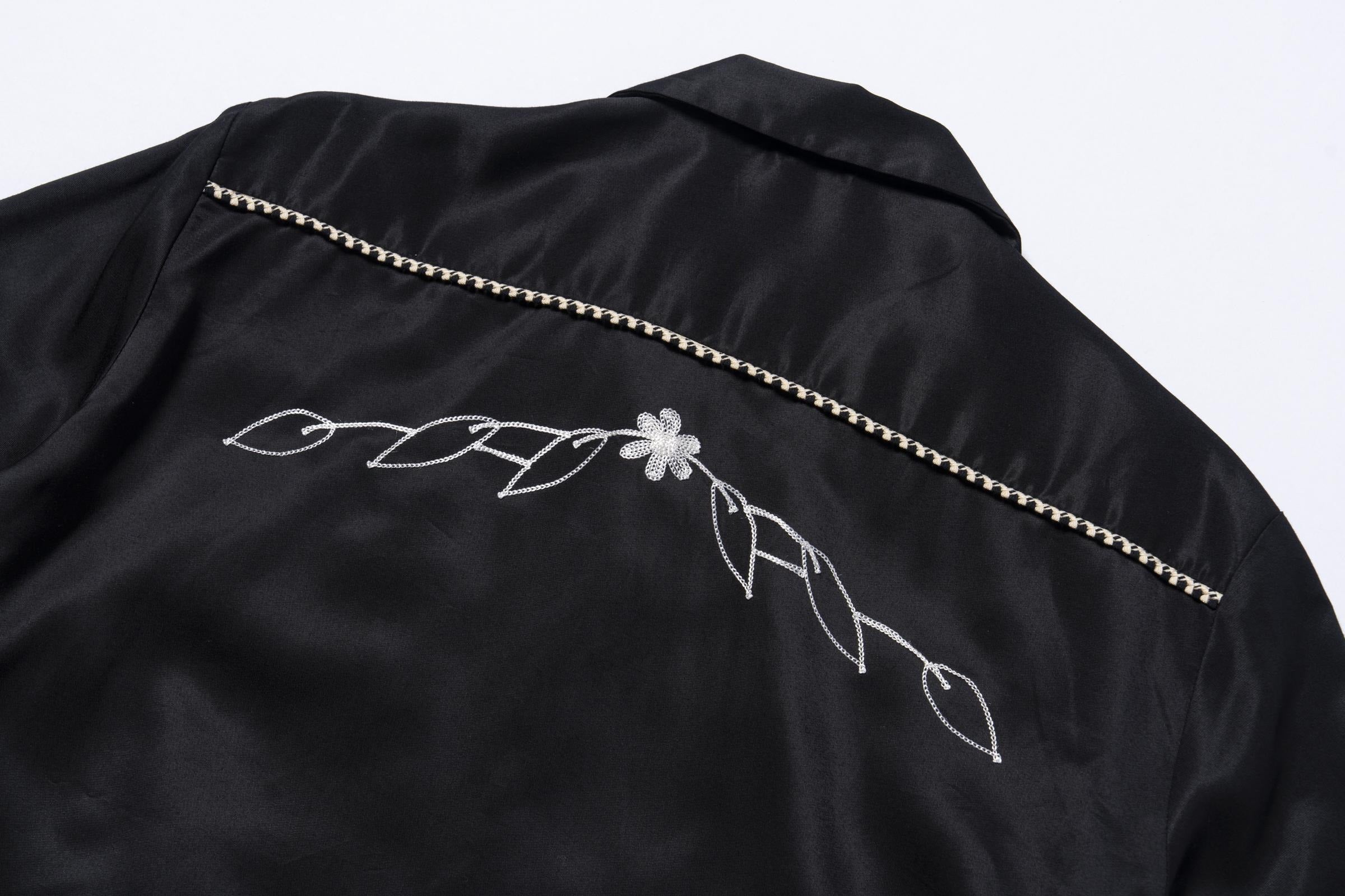 MJ25009 EMBROIDERED RAYON WESTERN JACKET - BLACK