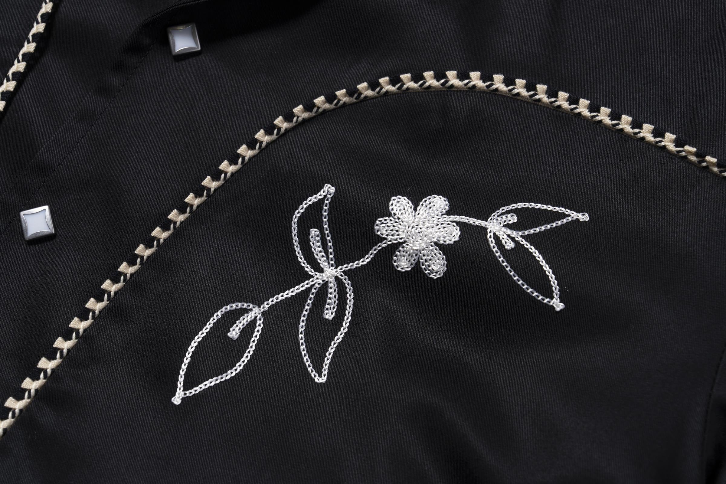MJ25009 EMBROIDERED RAYON WESTERN JACKET - BLACK