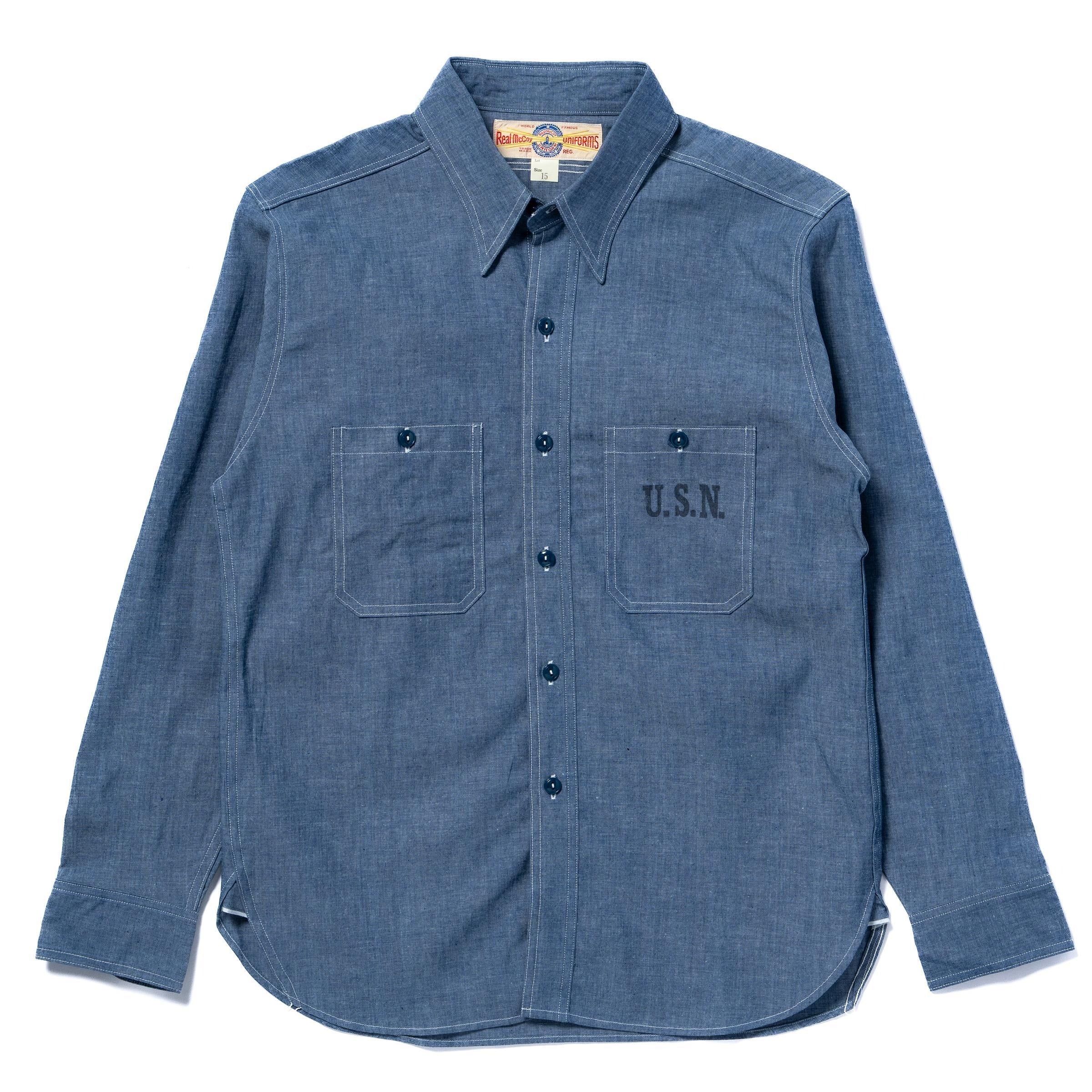 MS25004 U.S. NAVY CHAMBRAY SHIRT L/S (MODIFY) / USN - LIGHT BLUE