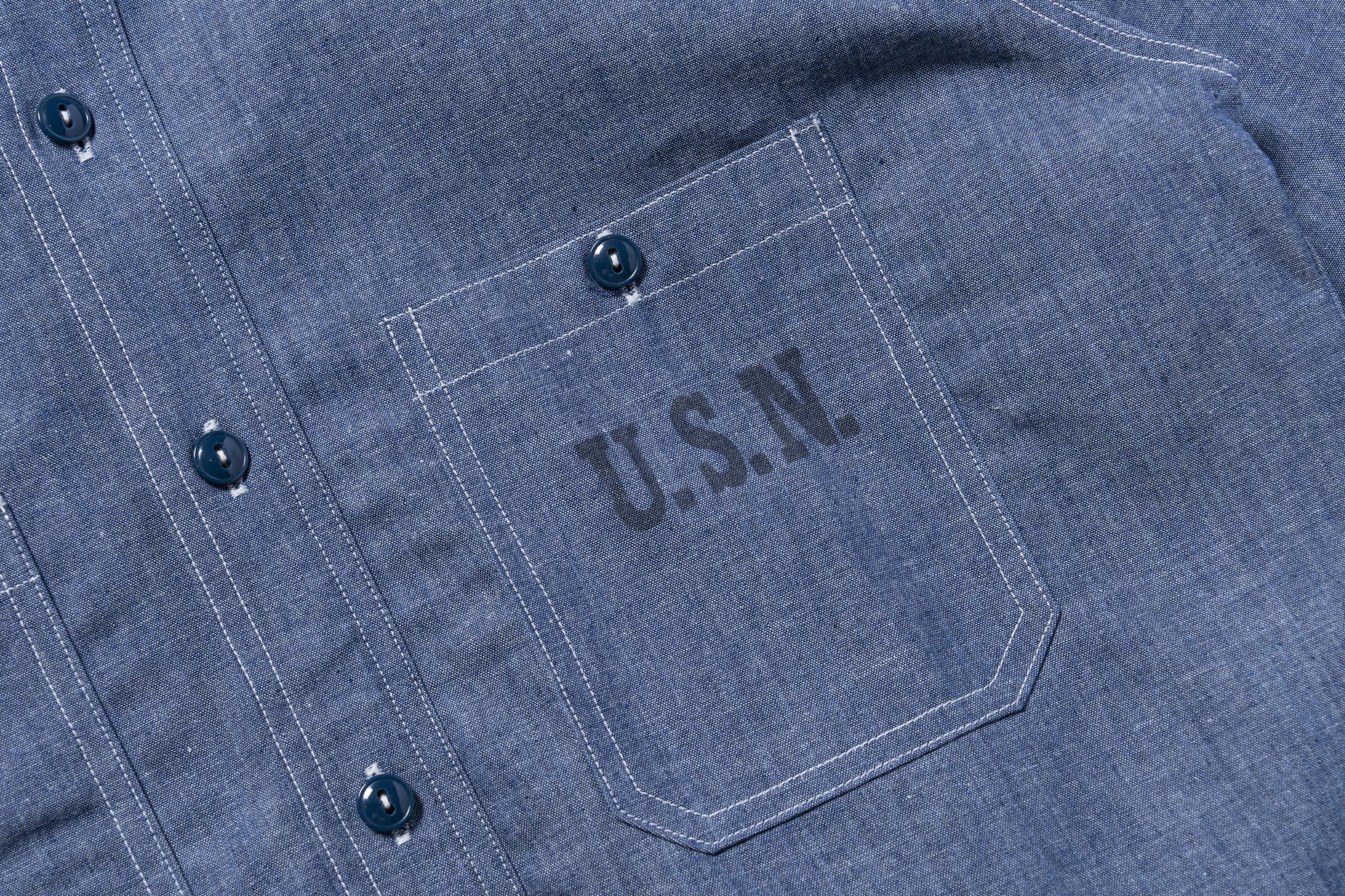 MS25004 U.S. NAVY CHAMBRAY SHIRT L/S (MODIFY) / USN - LIGHT BLUE