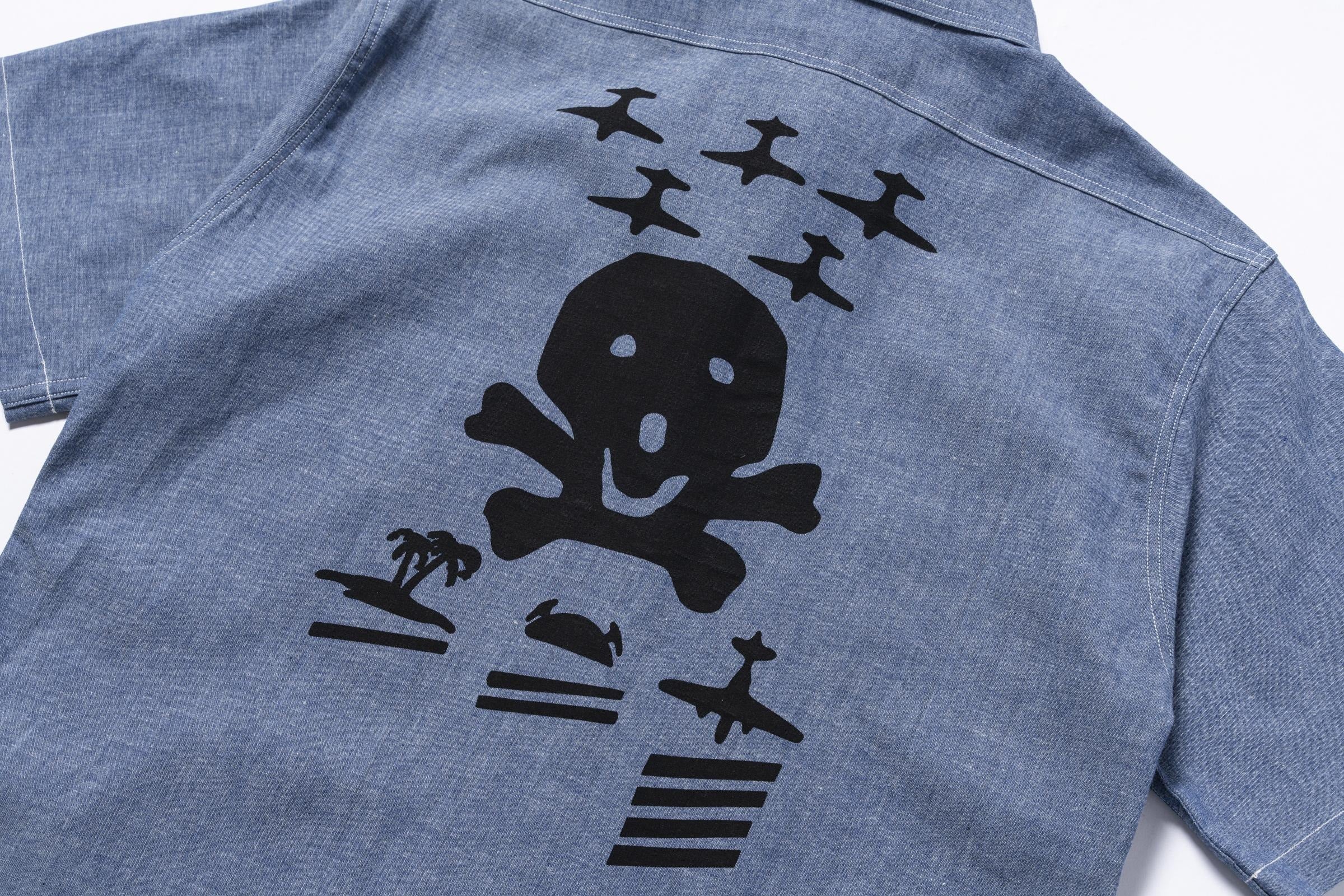 MS25007 U.S. NAVY CHAMBRAY SHIRT S/S / USS KIDD - LIGHT BLUE