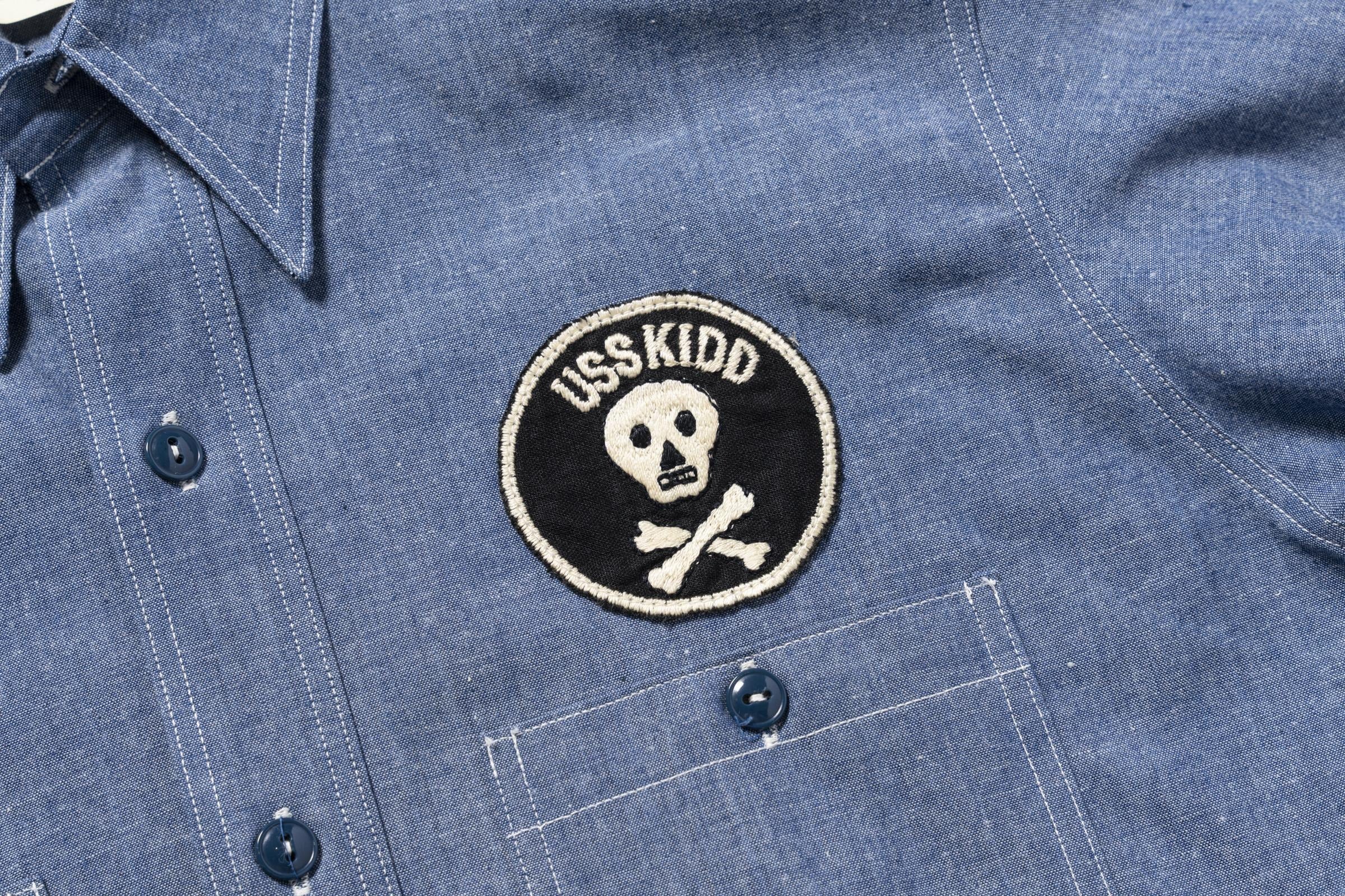 MS25007 U.S. NAVY CHAMBRAY SHIRT S/S / USS KIDD - LIGHT BLUE