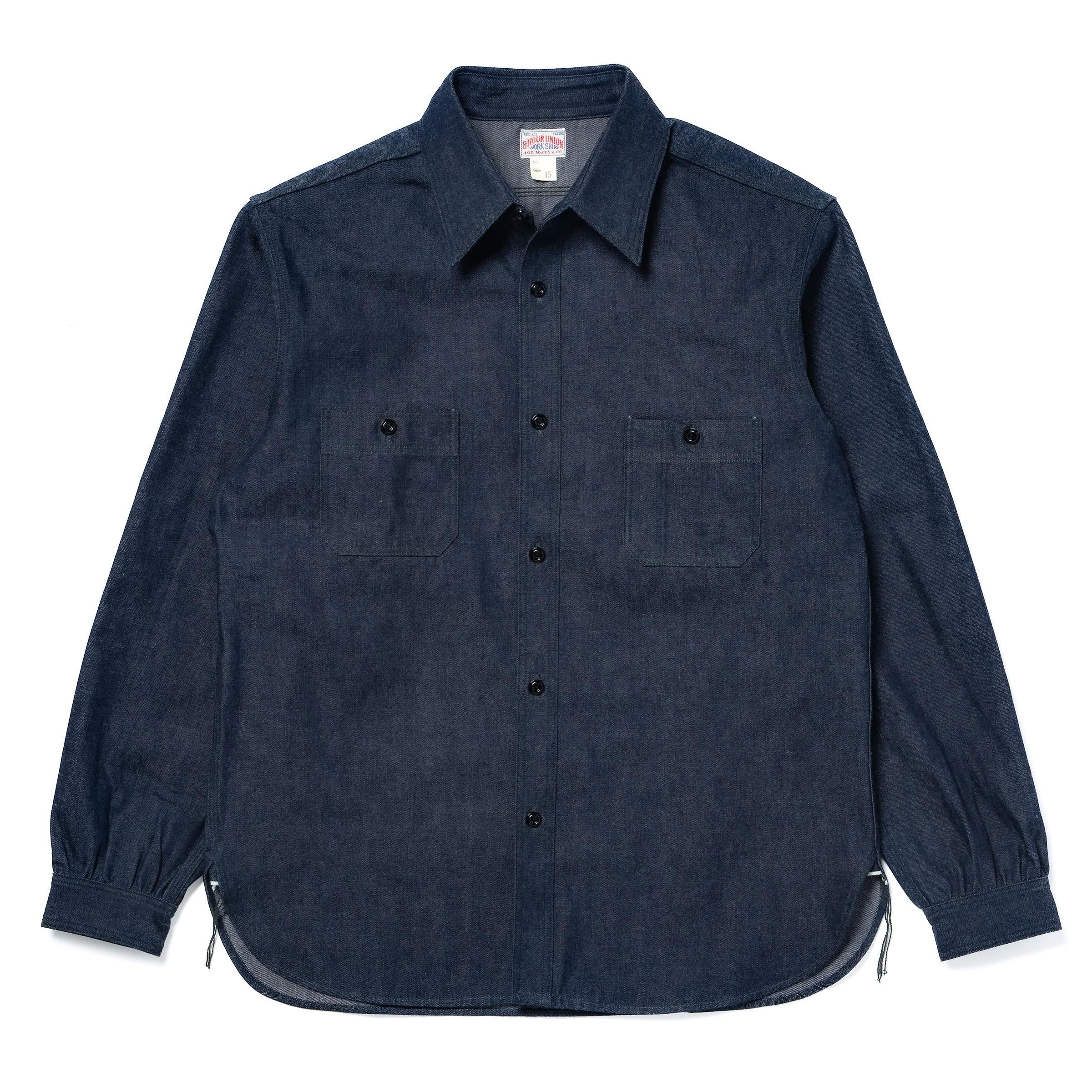 MS25103 8HU DENIM SERVICEMAN WORK SHIRT - INDIGO