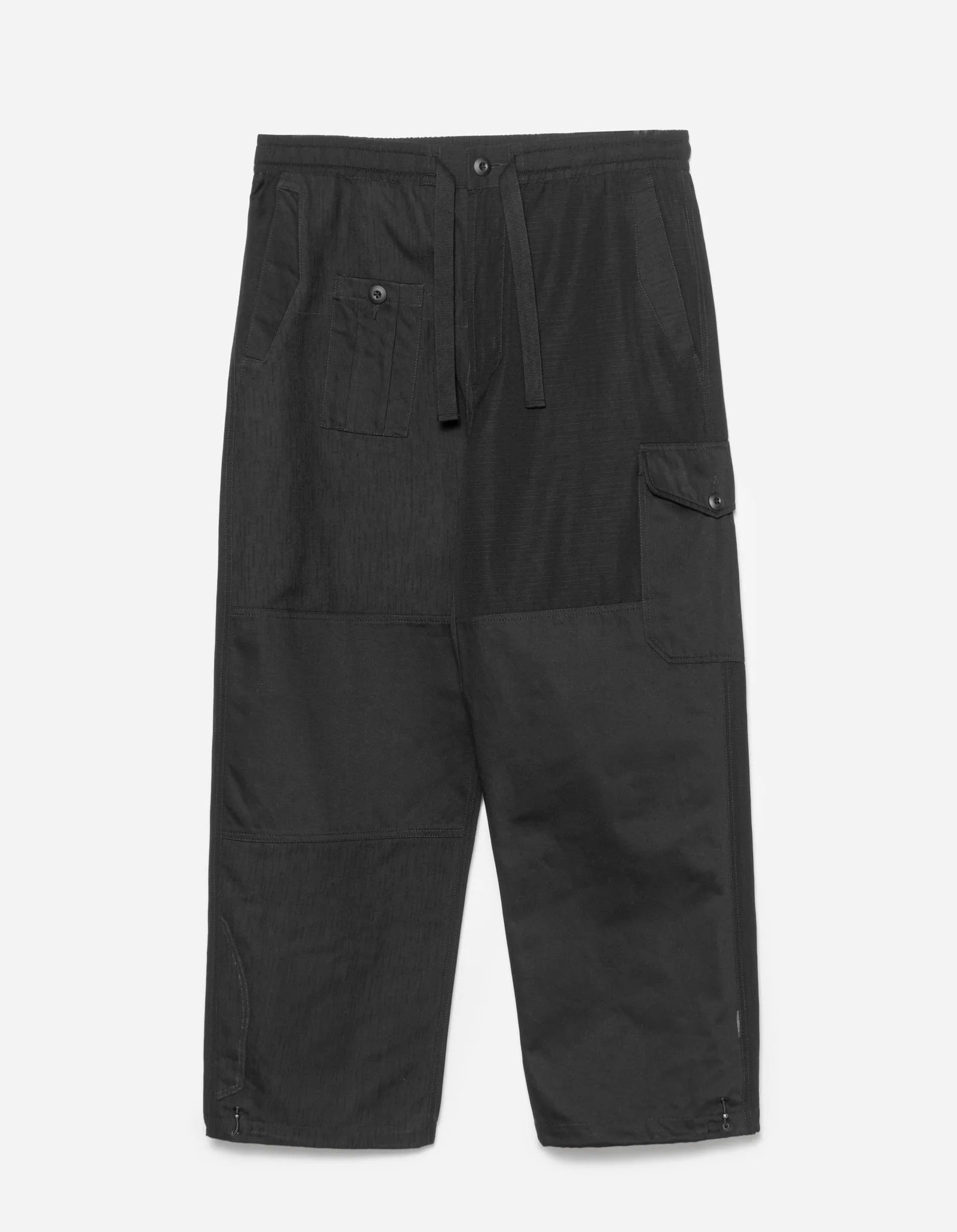 6087 UPCYCLED LOOSE CARGO TRACK PANTS - BLACK