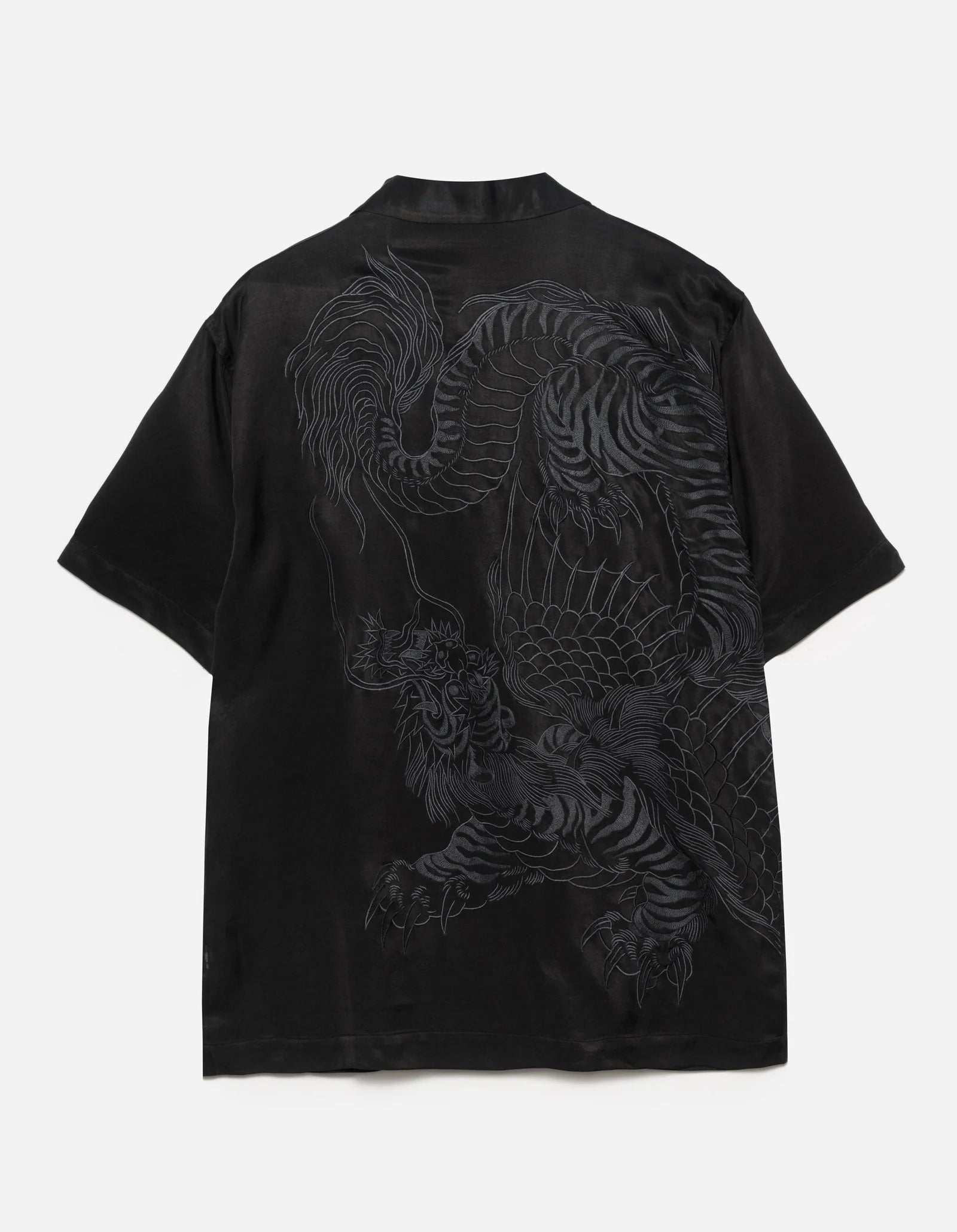 6098 TIGER DRAGON CAMP COLLAR SHIRT - BLACK