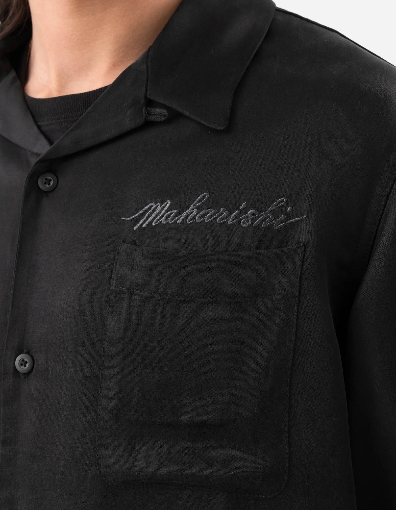 6098 TIGER DRAGON CAMP COLLAR SHIRT - BLACK