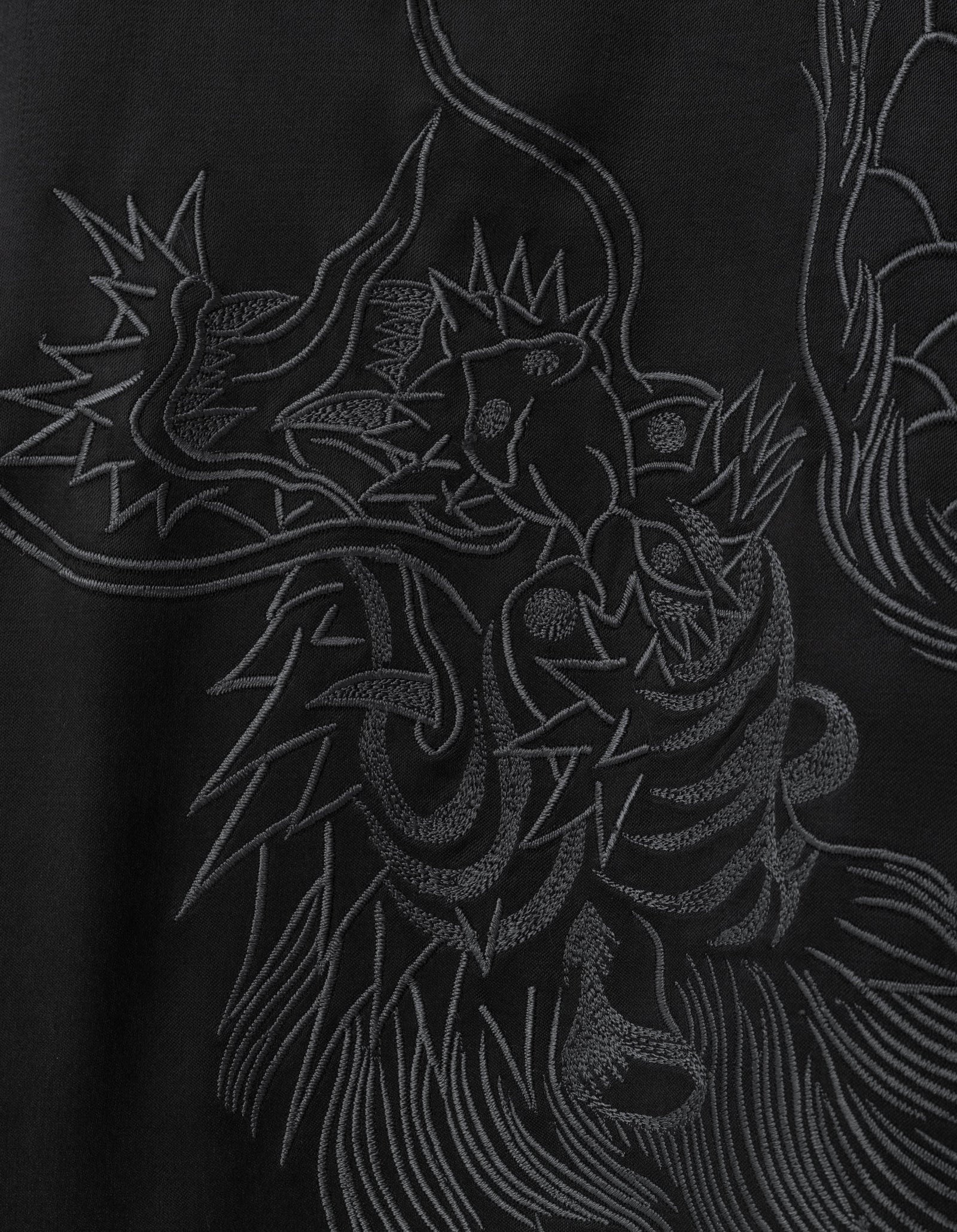 6098 TIGER DRAGON CAMP COLLAR SHIRT - BLACK