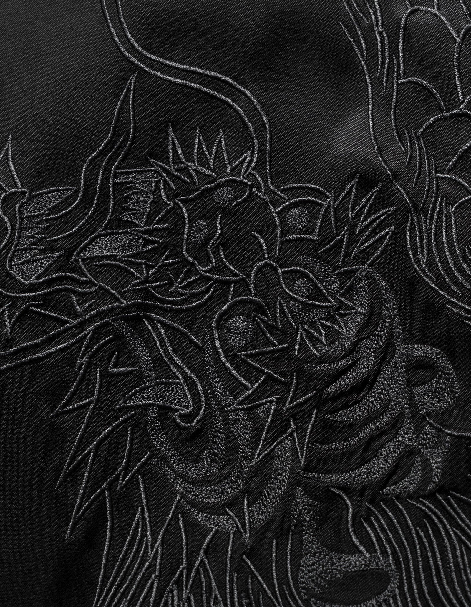 6098 TIGER DRAGON CAMP COLLAR SHIRT - BLACK