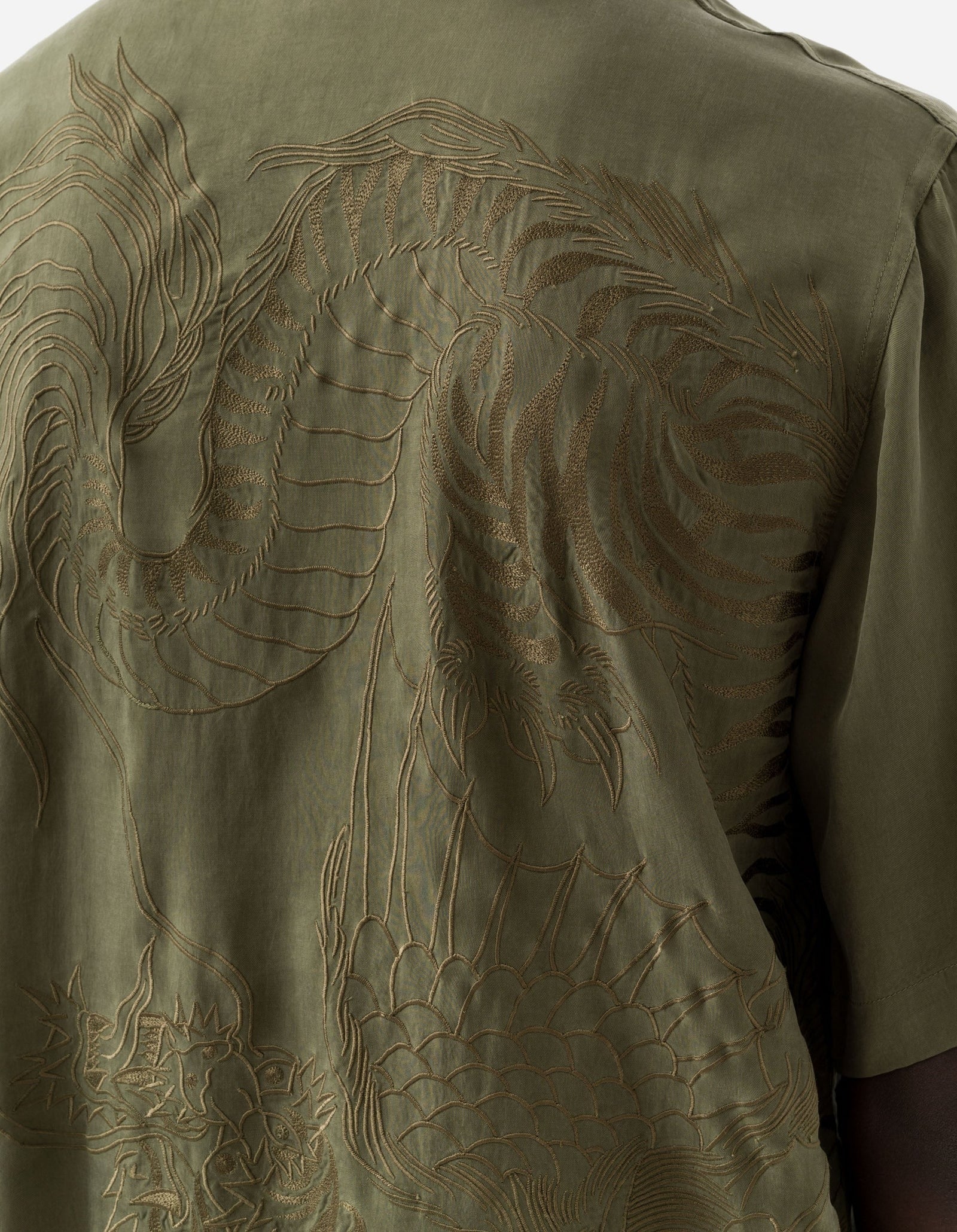 6098 TIGER DRAGON CAMP COLLAR SHIRT - OLIVE