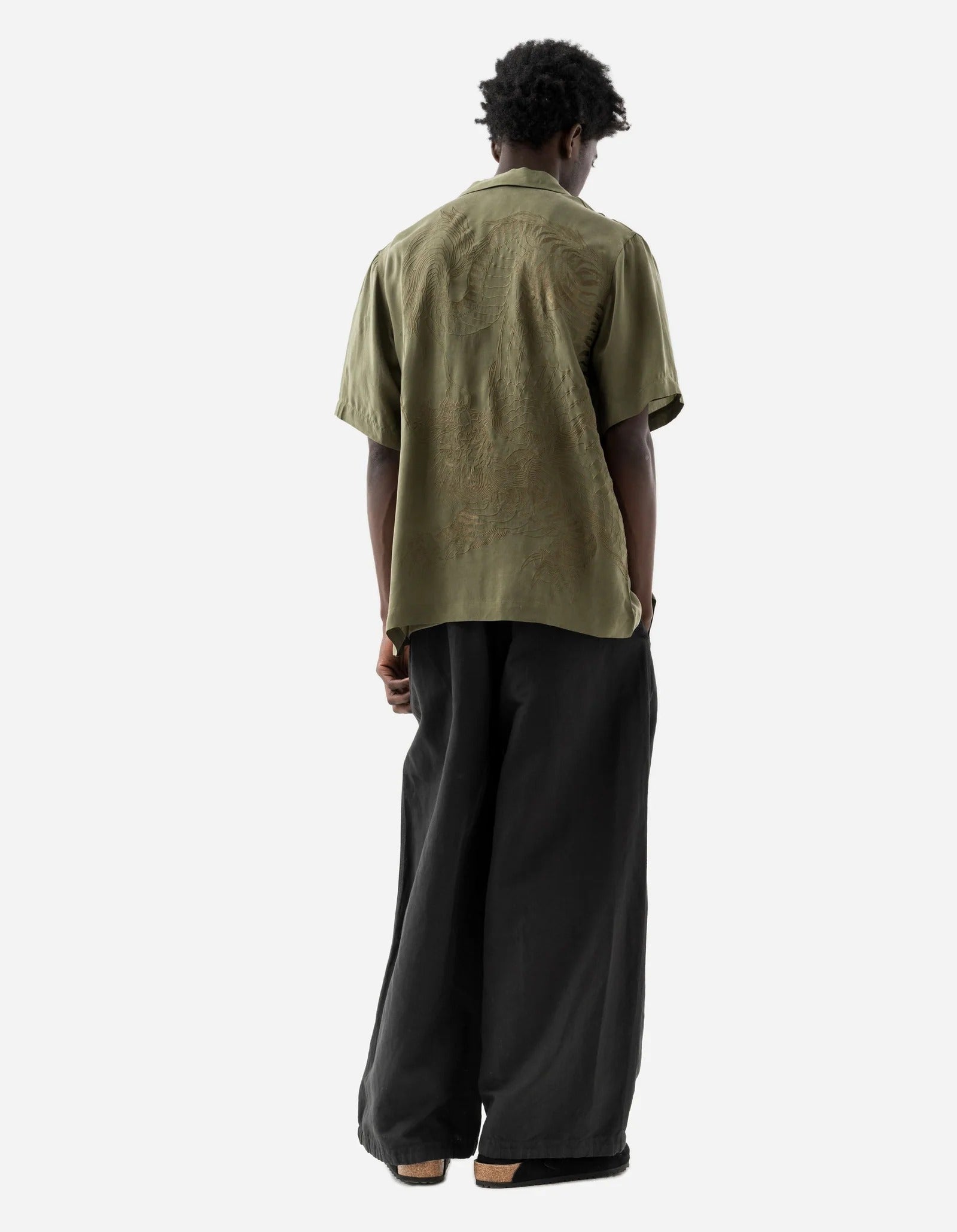 6098 TIGER DRAGON CAMP COLLAR SHIRT - OLIVE