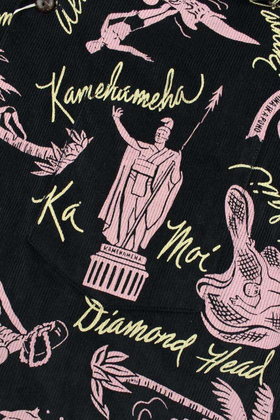 SS29582 CORDUROY L/S OPEN SHIRT "HISTORICAL EVIDENCE" - BLACK