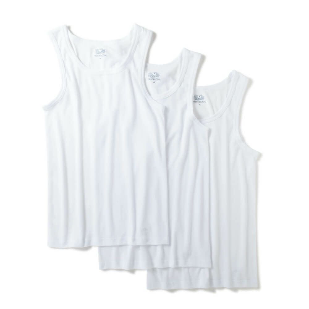 Basic Ribbed Tank Top [3-Pack] - WHITE