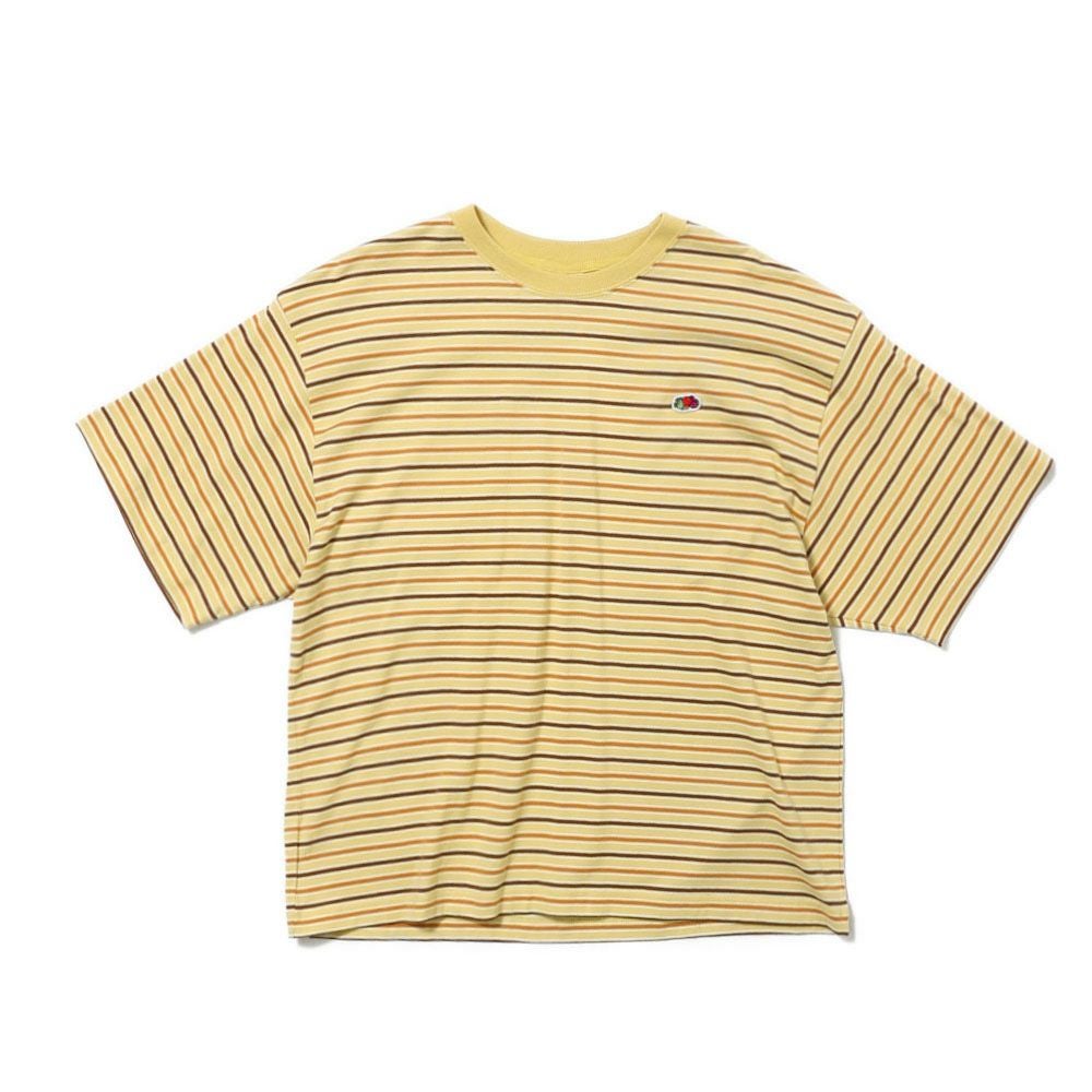 Peach-brushed jersey striped T-shirt, size 1 - YELLOW