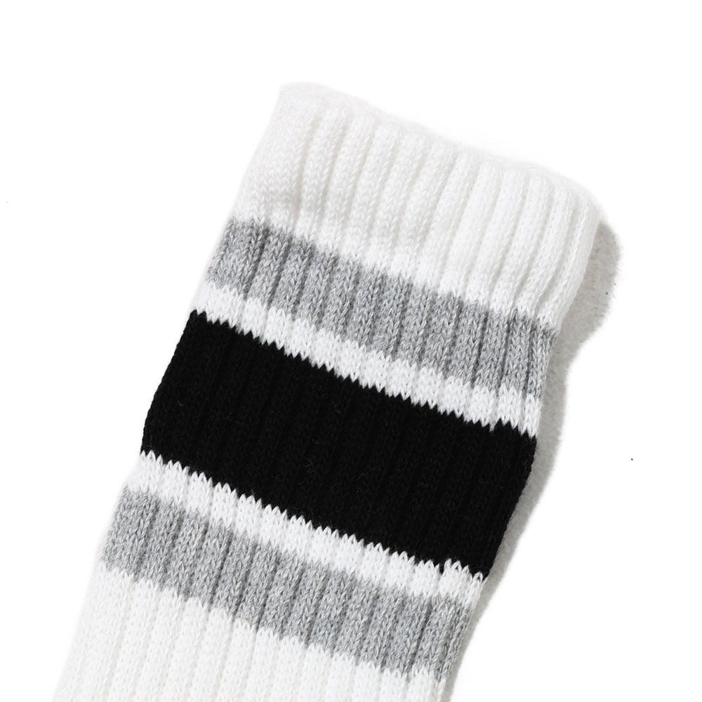 Ribbed Line Socks Crew Length 3-Pair Set-C - MULTI COLOR