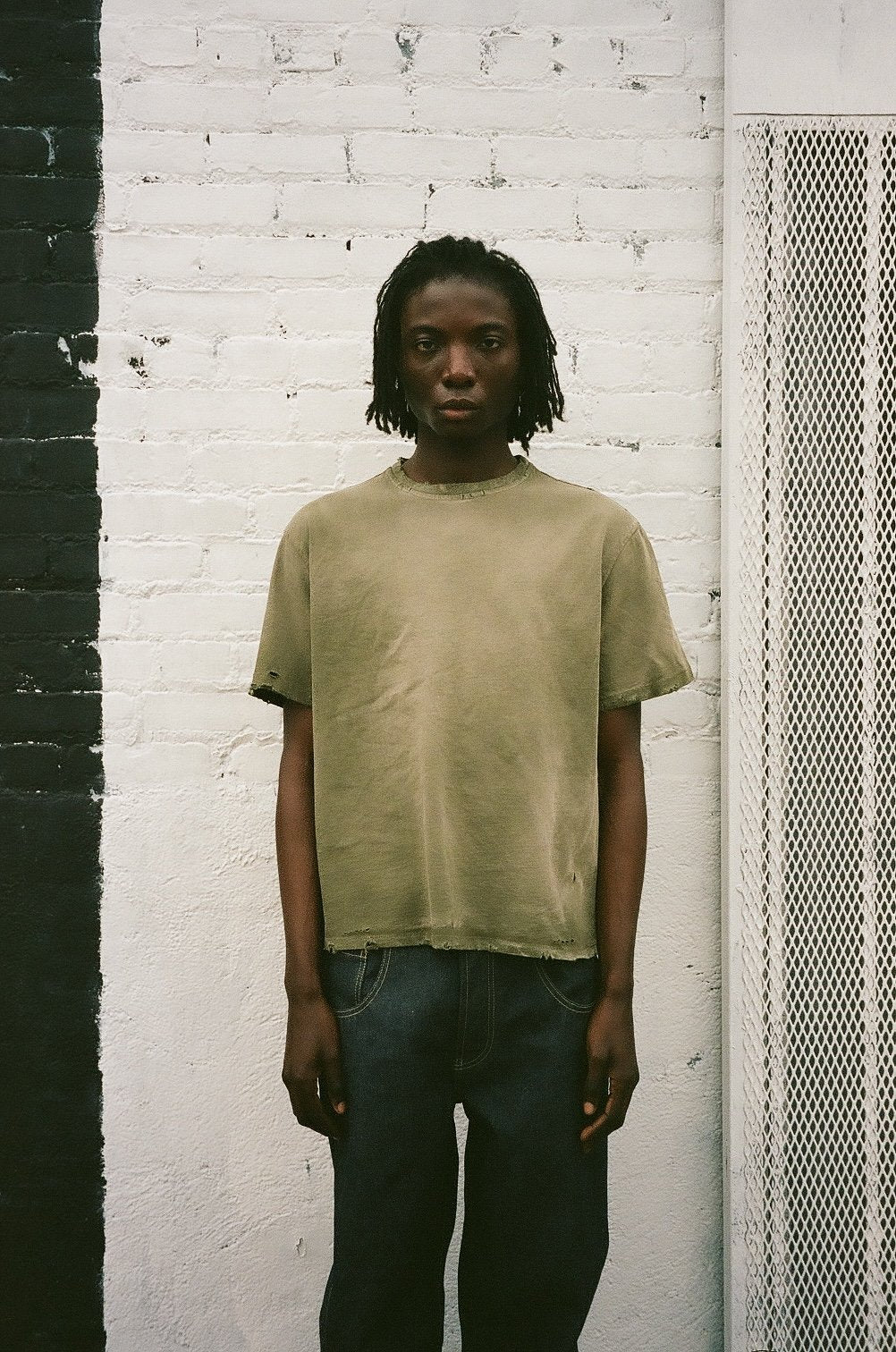 OVERSIZE CROP TEE S/S - AGED MILITARY GREEN (SINGLE STITCH)