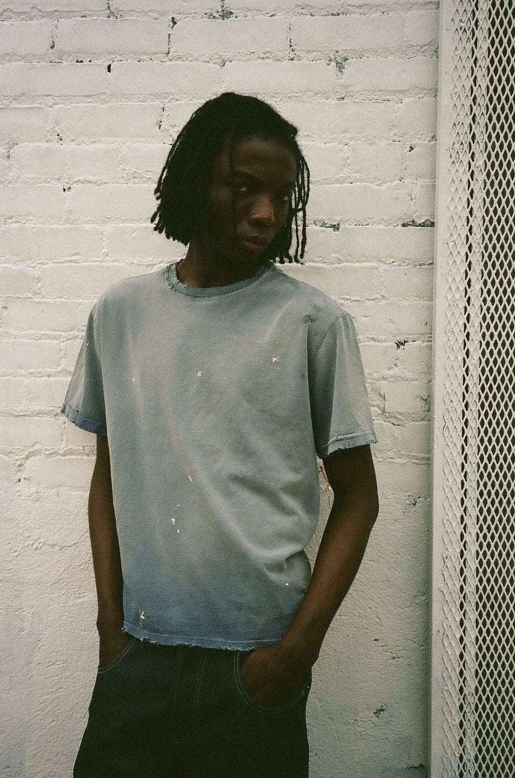 OVERSIZE CROP TEE S/S - AGED INDIGO (SINGLE STITCH)