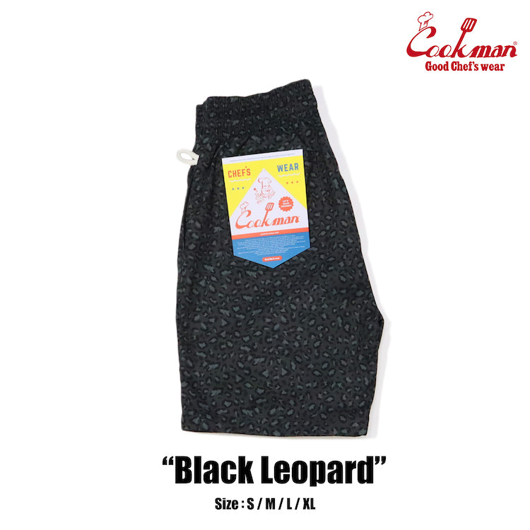 CHEF PANTS SHORT BLACK LEOPARD - BLACK