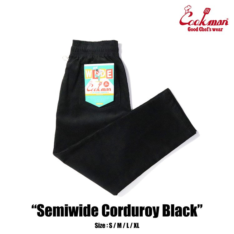 CHEF PANTS SEMIWIDE CORDUROY - BLACK