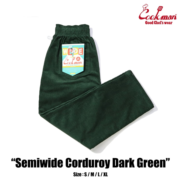 CHEF PANTS SEMIWIDE CORDUROY - DARK GREEN