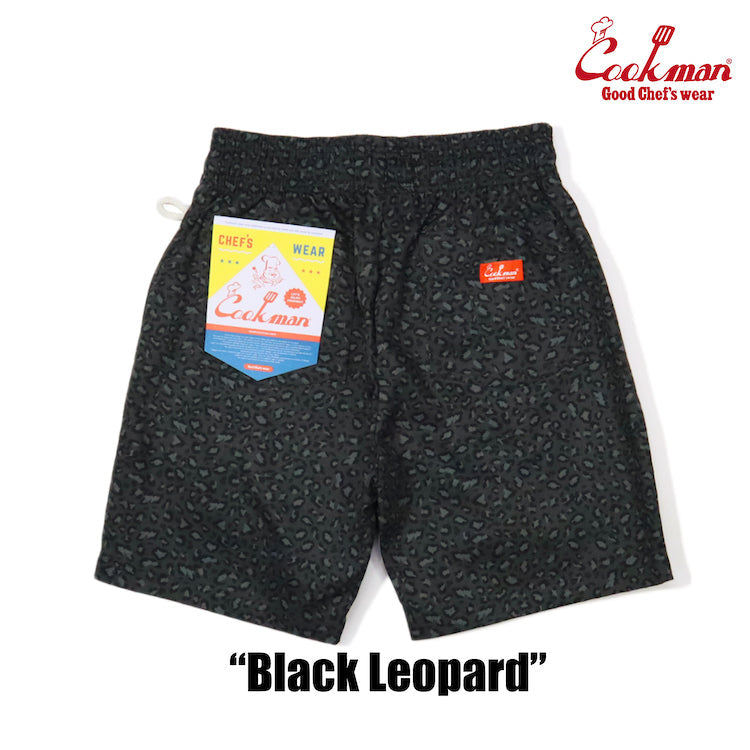 CHEF PANTS SHORT BLACK LEOPARD - BLACK