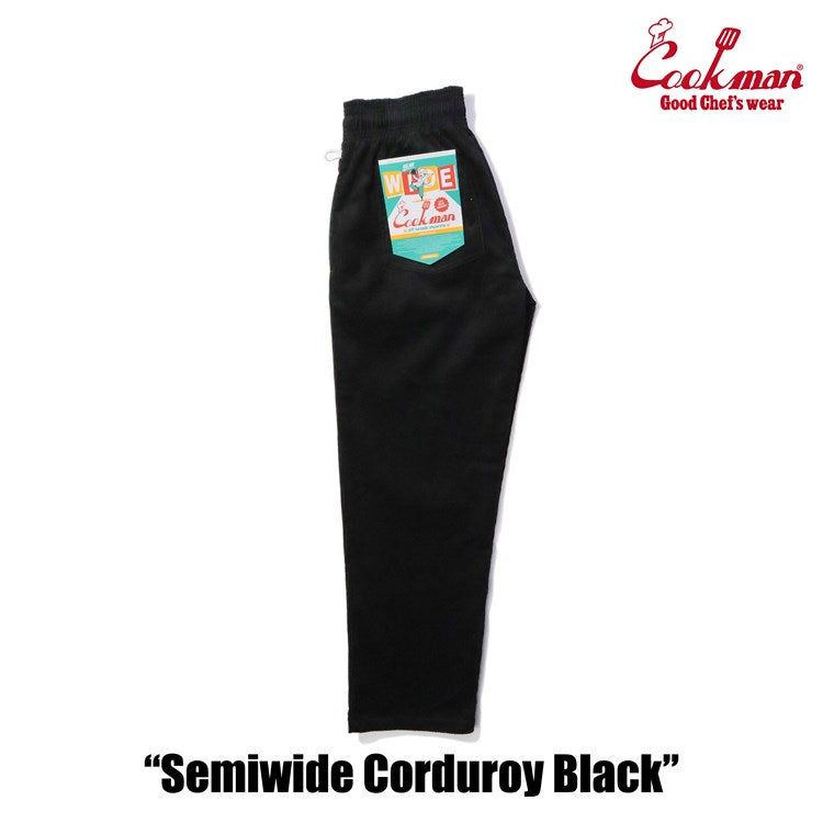 CHEF PANTS SEMIWIDE CORDUROY - BLACK