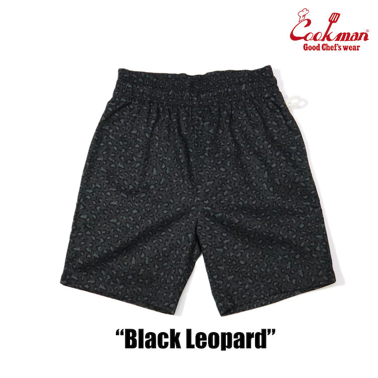 CHEF PANTS SHORT BLACK LEOPARD - BLACK