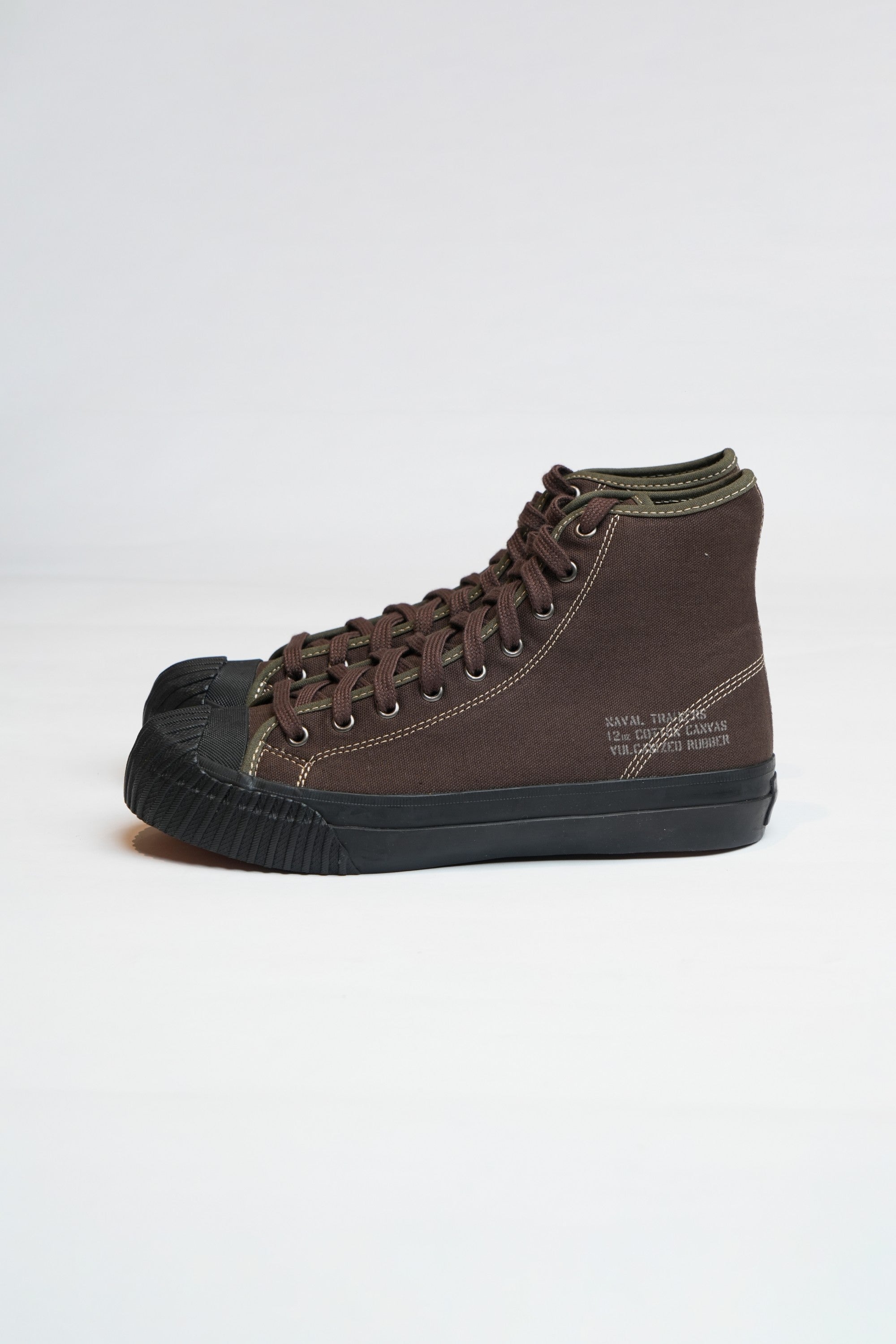 NAVAL TRAINERS HI TOP - BROWN CANVAS