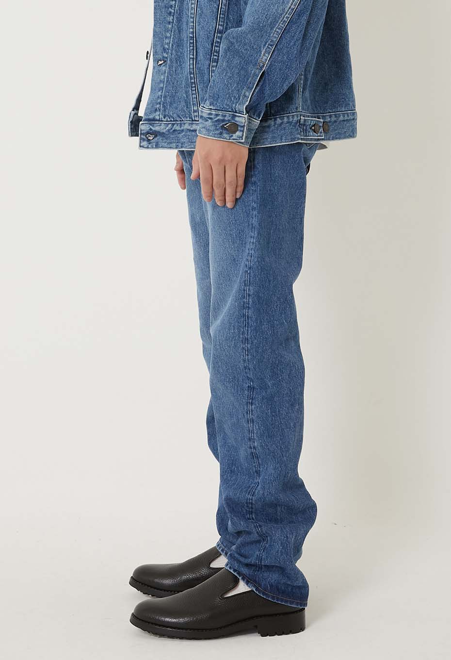 SELVEDGE DENIM FADE SLIM STRAIGHT JEANS - BLUE