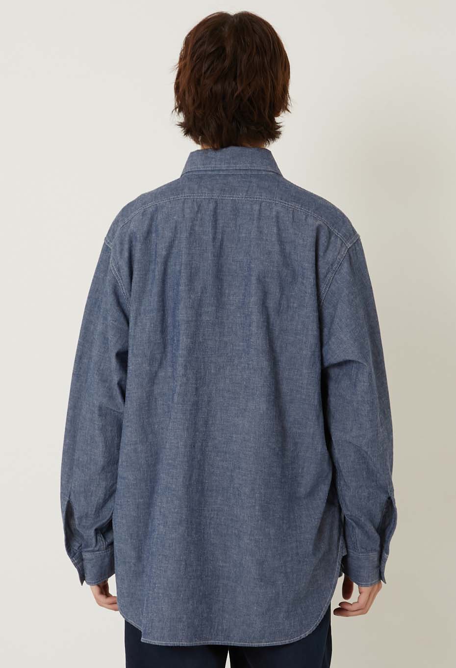 US NAVY CHAMBRAY LONG SLEEVE SHIRT - BLUE
