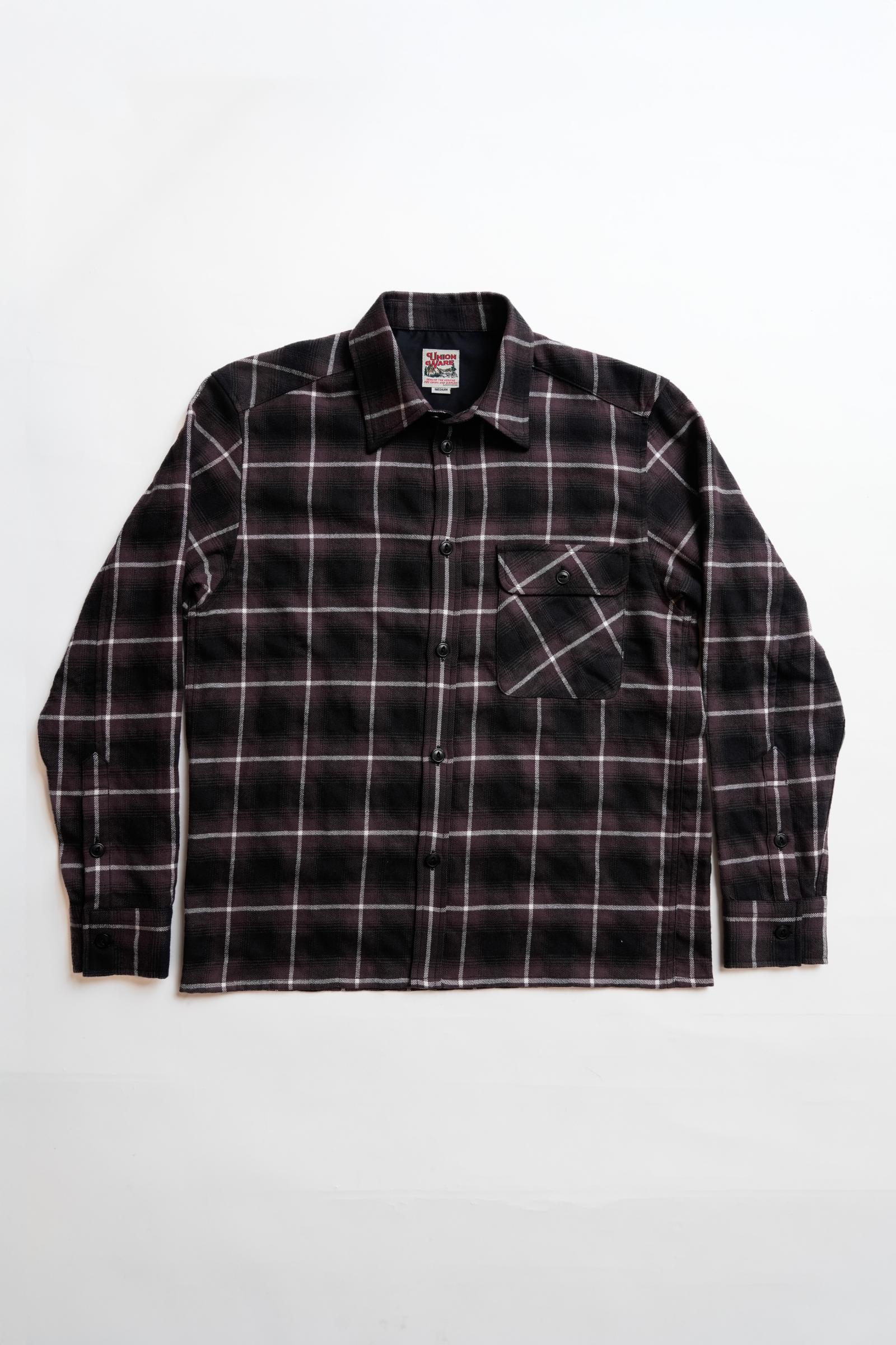 Open Collar Shirt - Brown Plaid