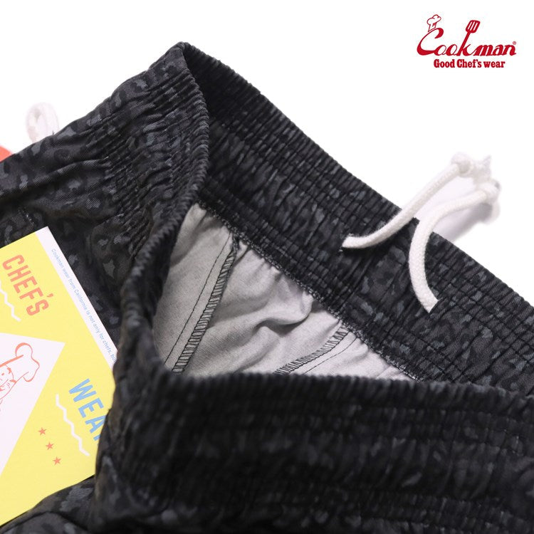 CHEF PANTS SHORT BLACK LEOPARD - BLACK