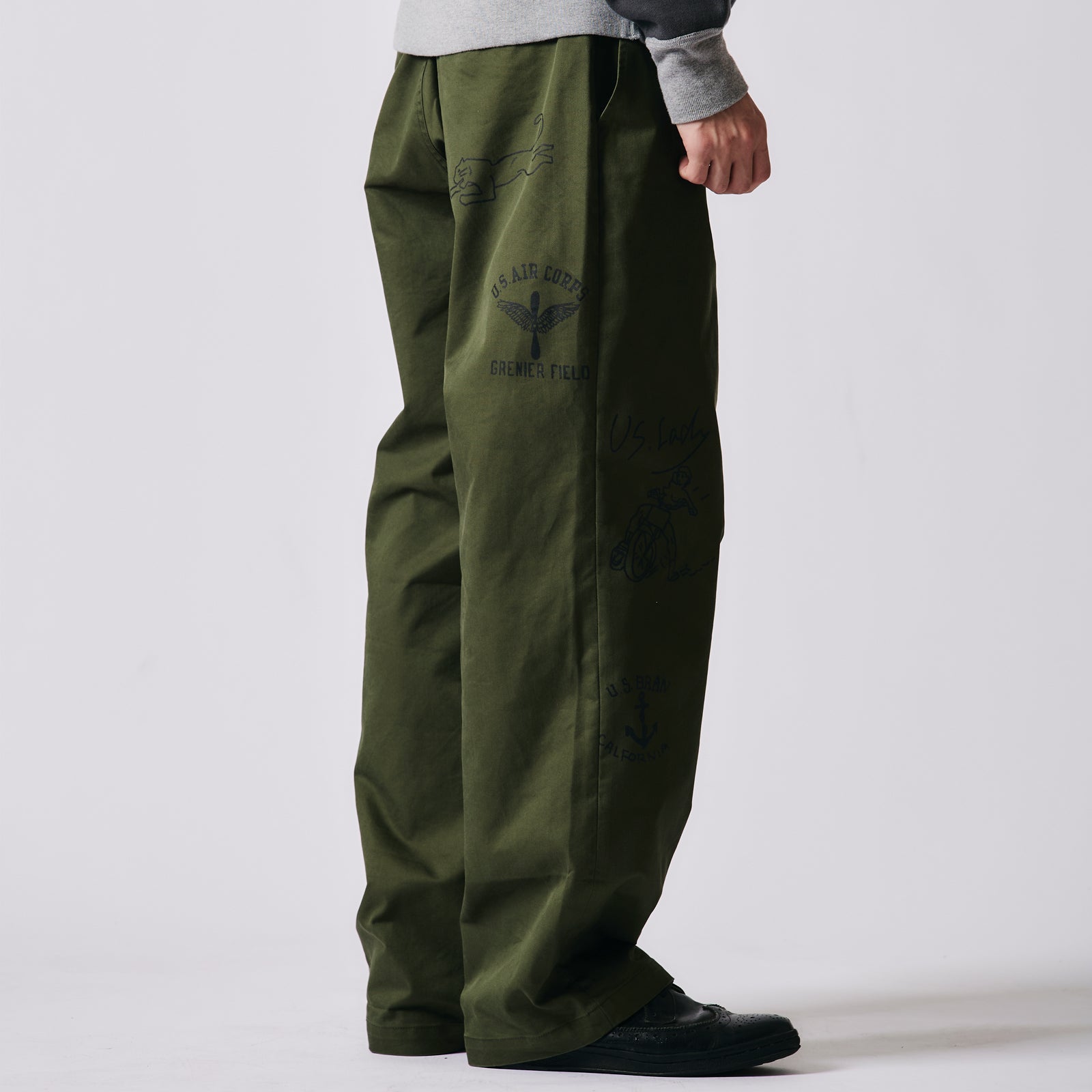BR-25442 AUTHENTIC T/C CHINO PRINT PANTS - KHAKI