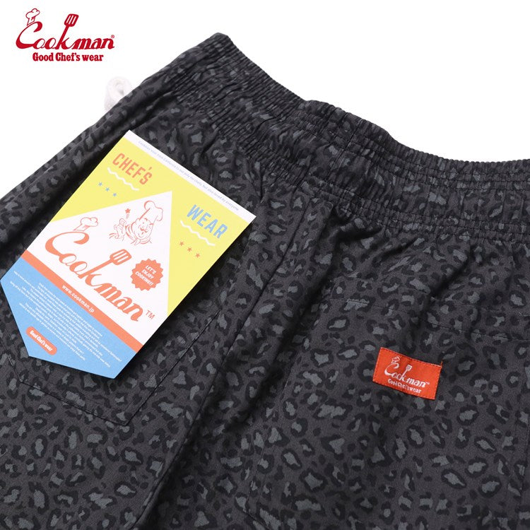 CHEF PANTS SHORT BLACK LEOPARD - BLACK