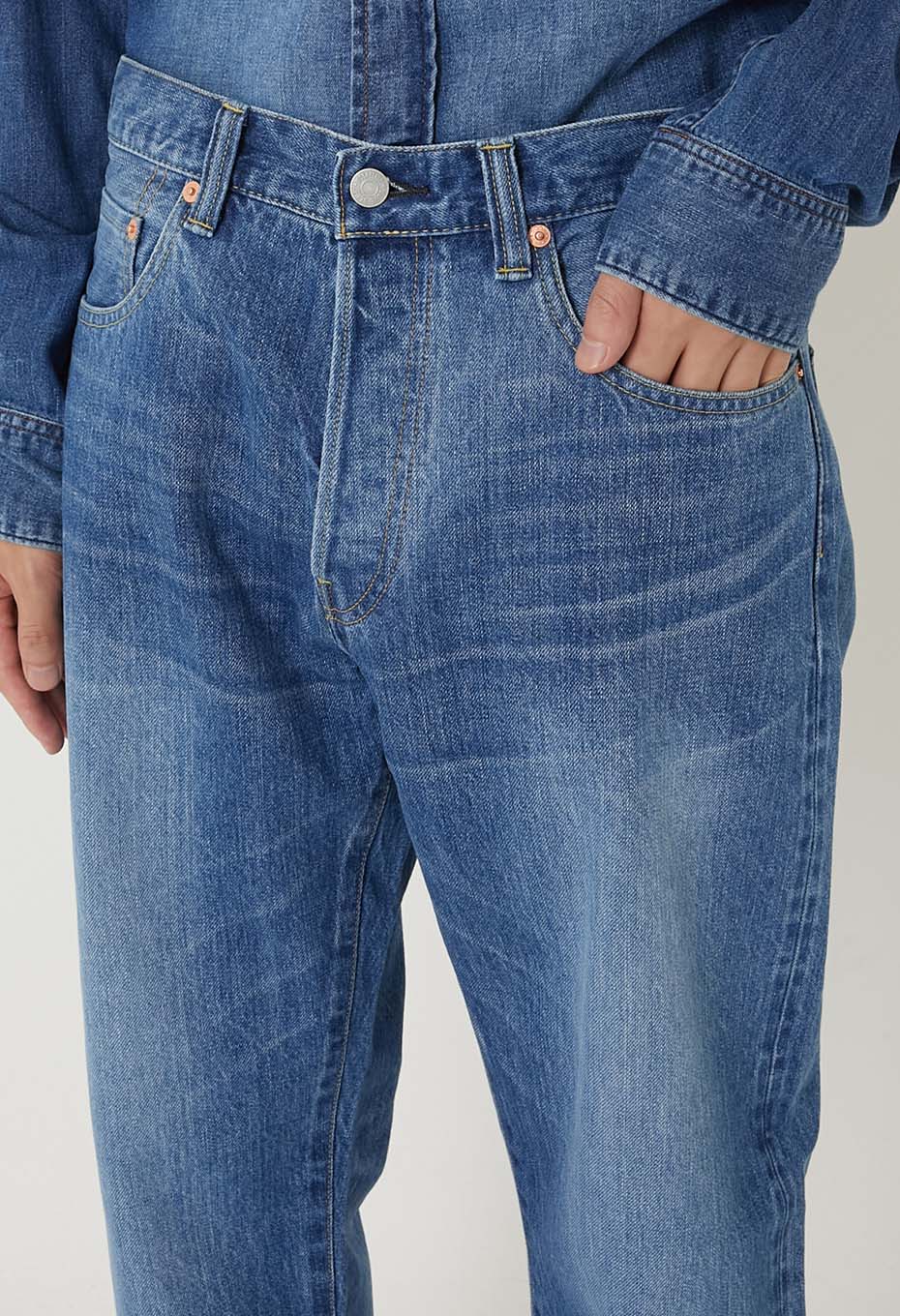 PP02 MOD SUPIMA SELVEDGE DENIM WIDE JEANS /FADE WASH - BLUE