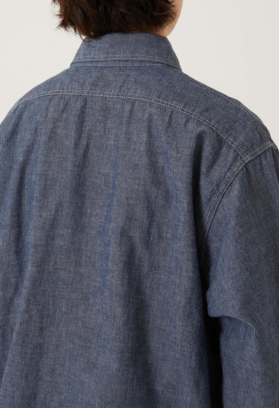US NAVY CHAMBRAY LONG SLEEVE SHIRT - BLUE