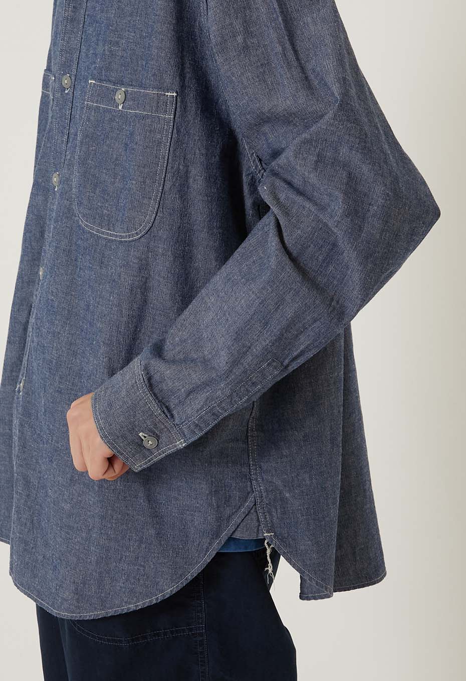 US NAVY CHAMBRAY LONG SLEEVE SHIRT - BLUE