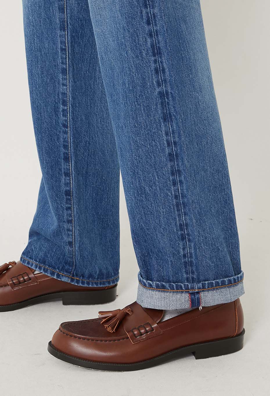 PP02 MOD SUPIMA SELVEDGE DENIM WIDE JEANS /FADE WASH - BLUE