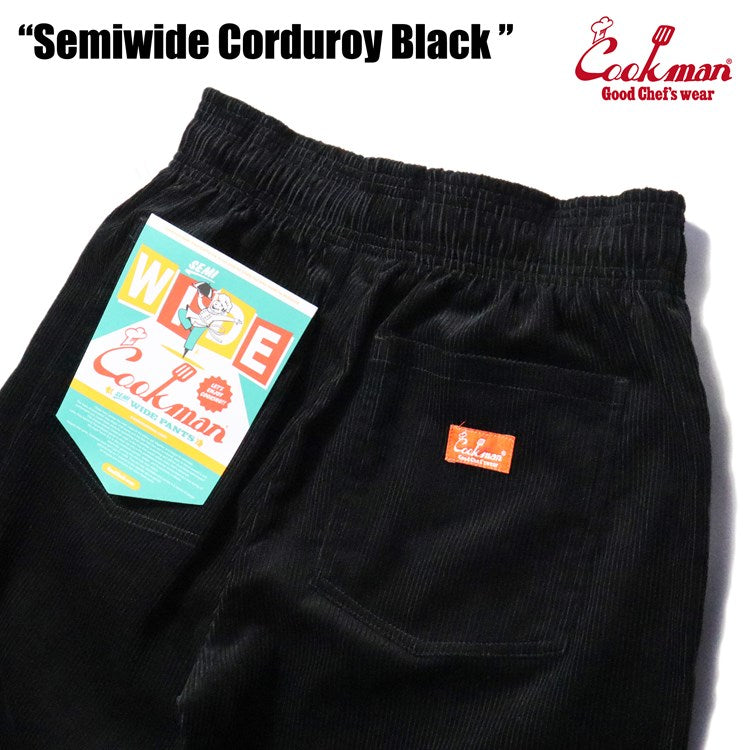 CHEF PANTS SEMIWIDE CORDUROY - BLACK