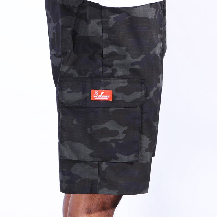 SHORT CHEF PANTS RIPSTOP CAMO BLACK (WOODLAND) - BLACK