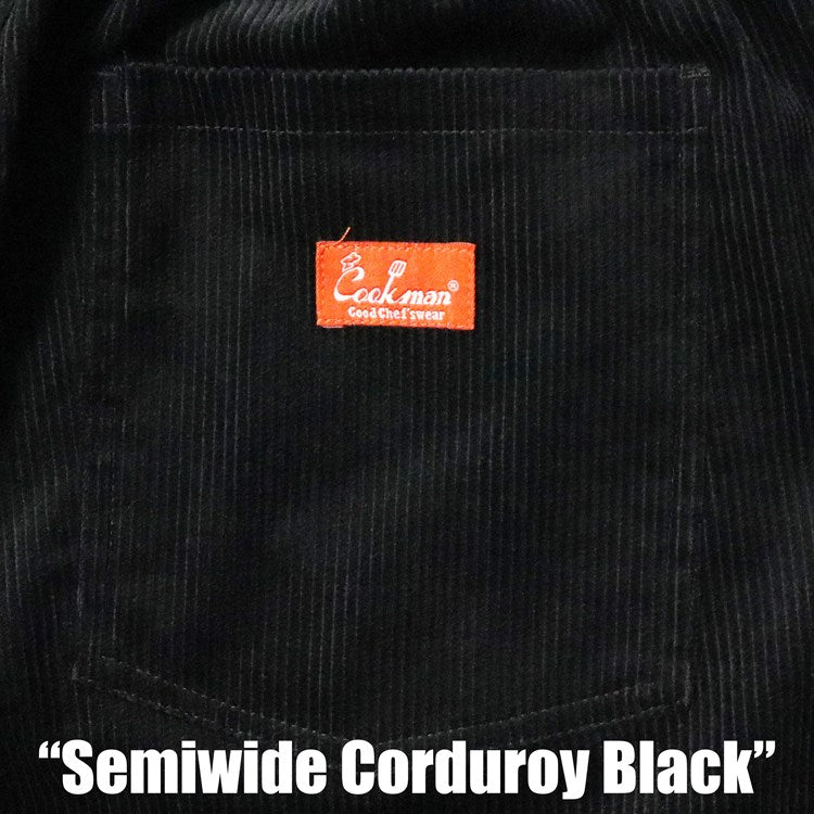 CHEF PANTS SEMIWIDE CORDUROY - BLACK