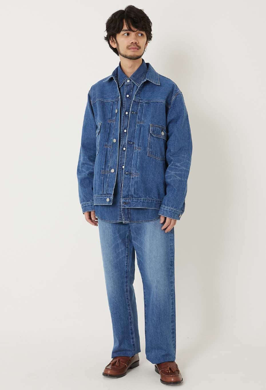 PP02 MOD SUPIMA SELVEDGE DENIM WIDE JEANS /FADE WASH - BLUE