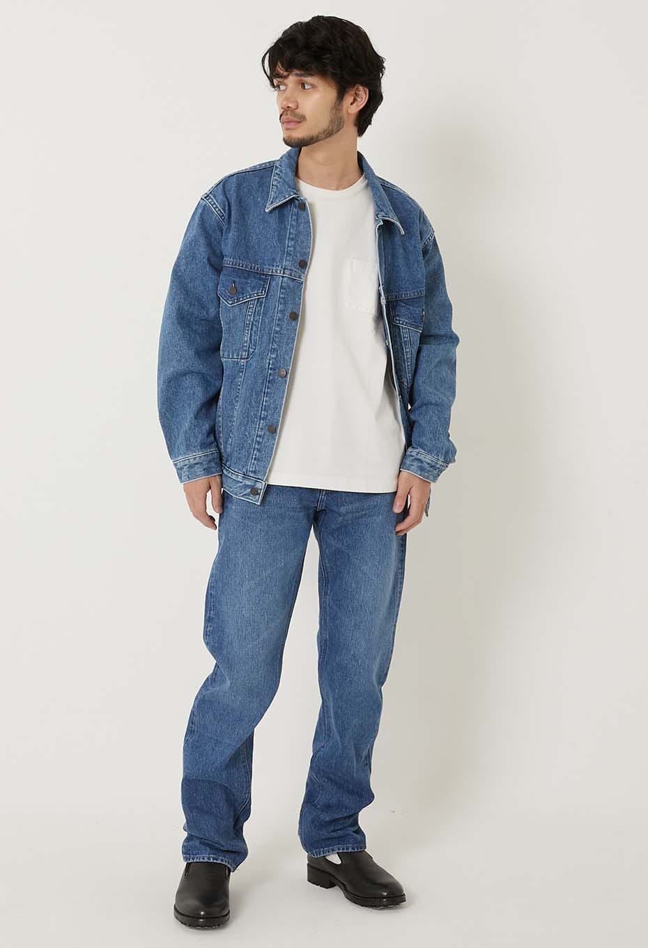 SELVEDGE DENIM FADE SLIM STRAIGHT JEANS - BLUE