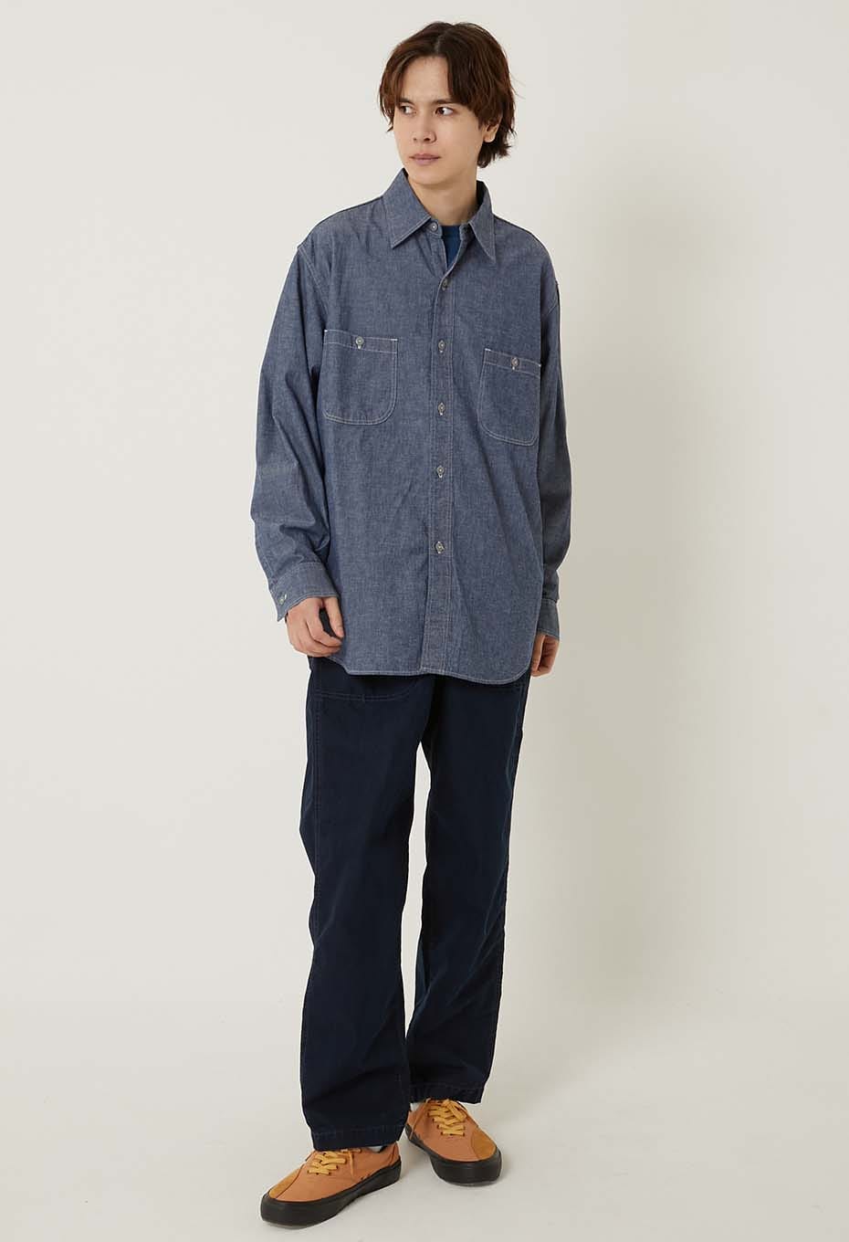 US NAVY CHAMBRAY LONG SLEEVE SHIRT - BLUE
