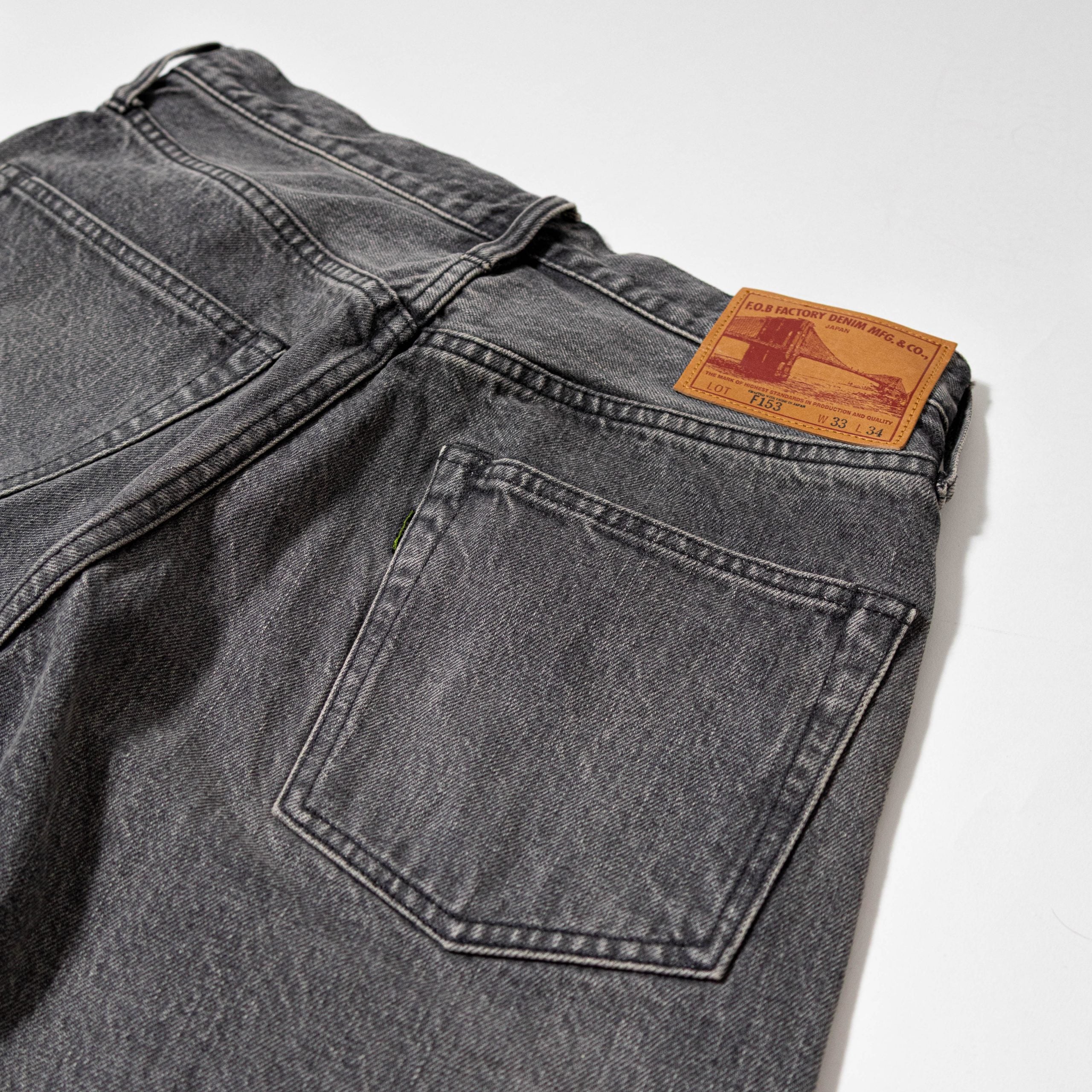 F153 SELVEDGE DENIM TAPERED 5P - BLACK USED WASH