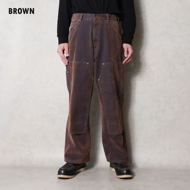 10194 FLOCKY DENIM PAINTER PANTS - BROWN
